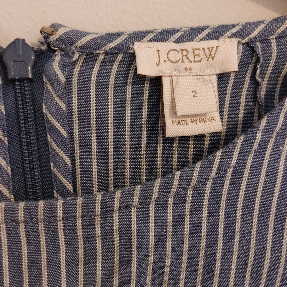 J.Crew Relaxed Fit Size 2 Blue White Striped Bell Sleeve Cotton Tunic Dress - Picture 10 of 11